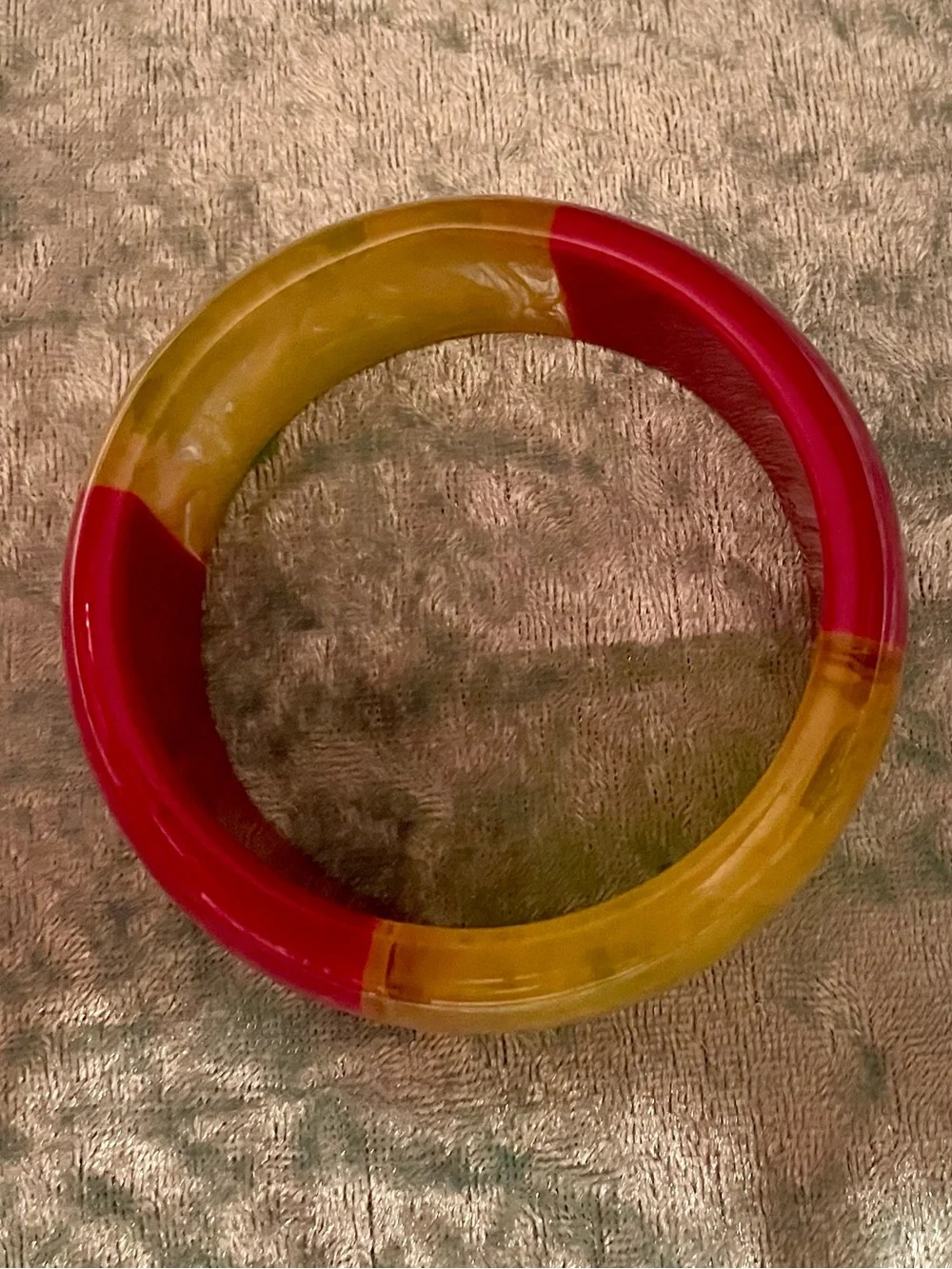 Vintage Bright Pink and Yellow Resin Bangle